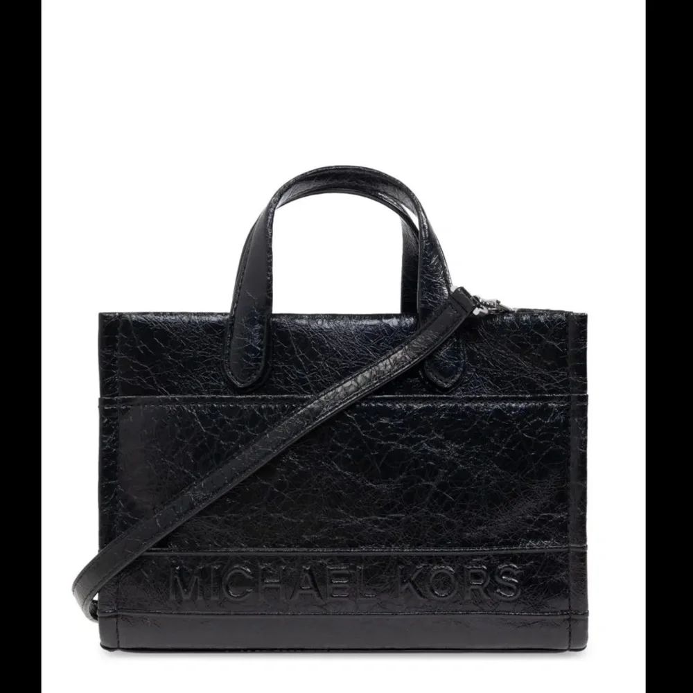 Michael Kors Gigi Black Tote Purse Bag Embossed Logo Women Designer NWT $309